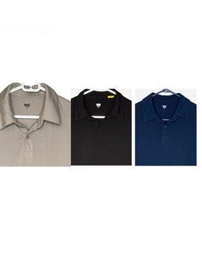PAIGE Men's Polo Shirt Trio - Black, Navy, Taupe Small
